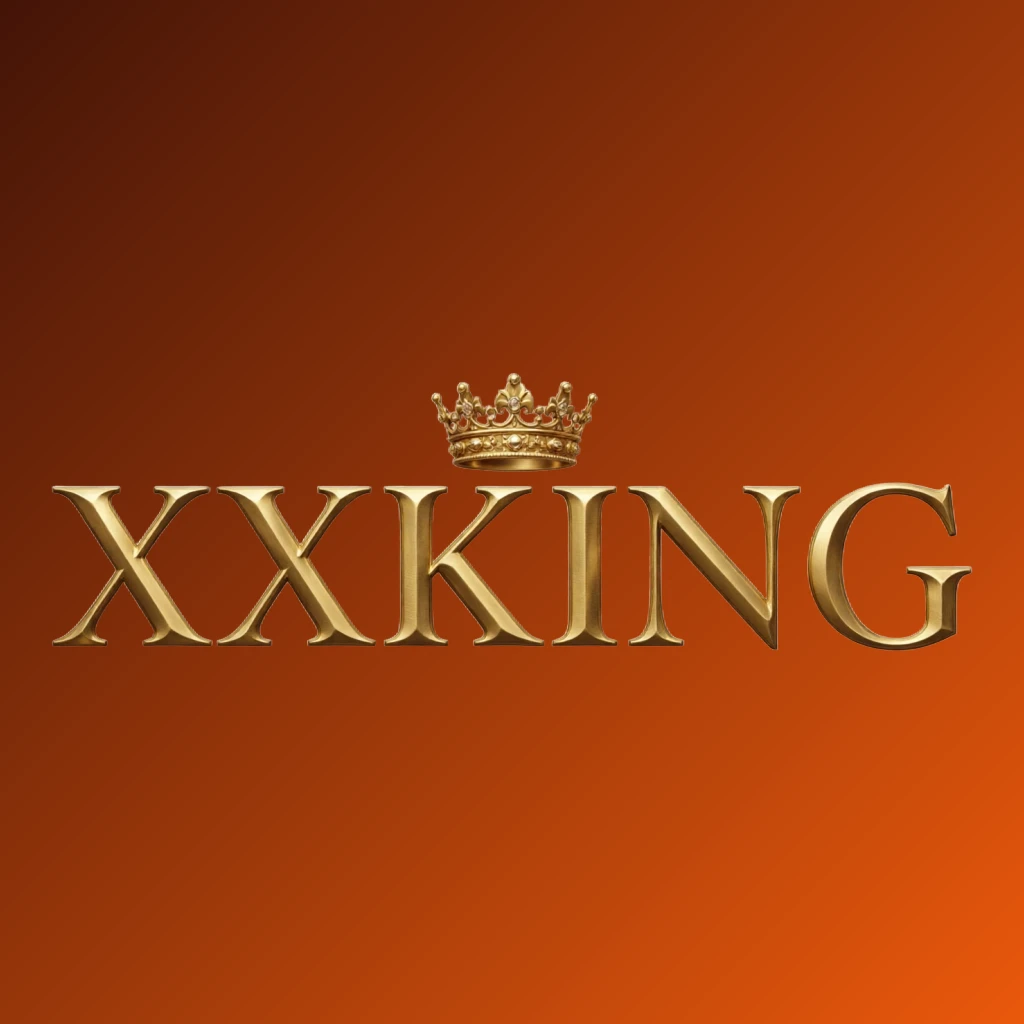 XXKING luxury brand logo with gold metallic finish featuring a crown above the letters, designed as a horizontal rectangular wordmark with a transparent background